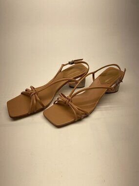 Schutz Womens Tan Leather Strap Heel Sz 11